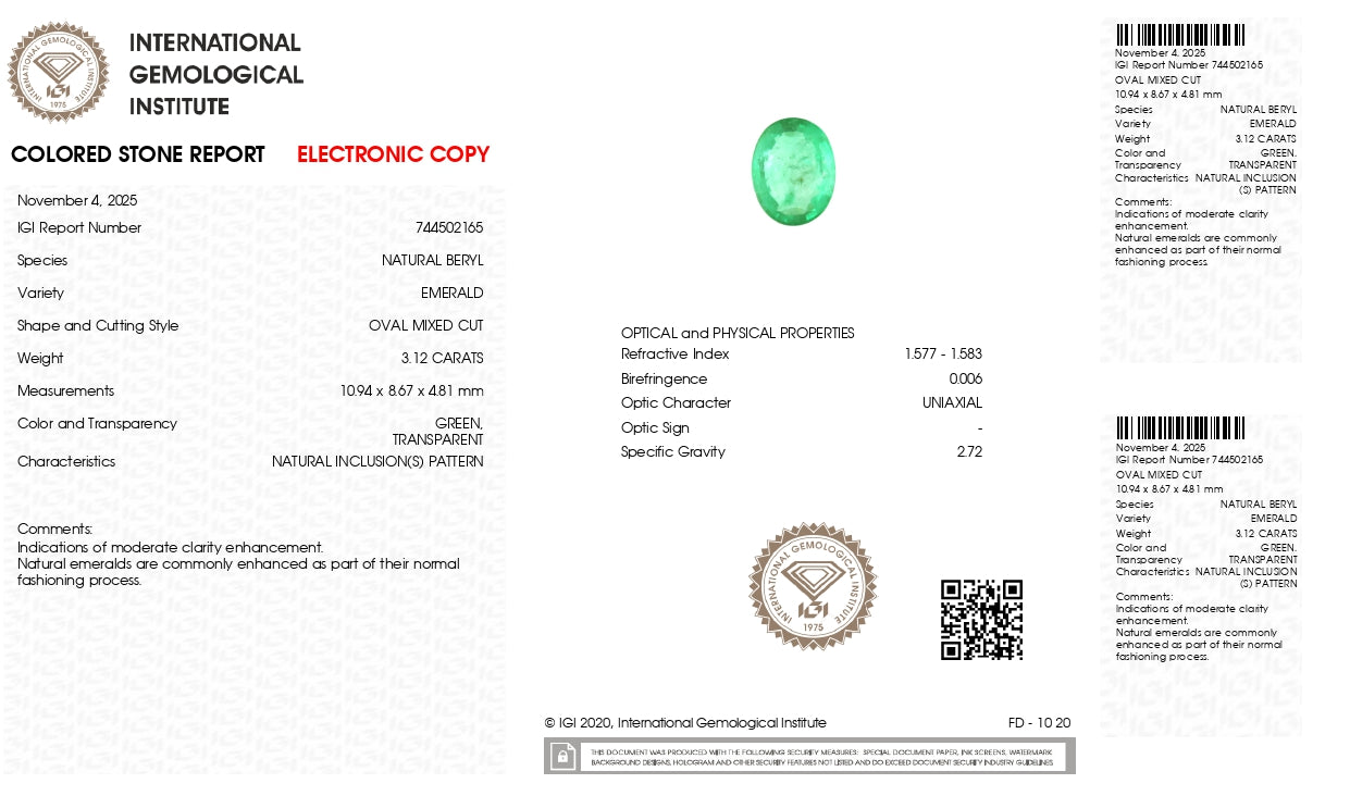 Natural Zambian Emerald (Panna) 3.12 Carats