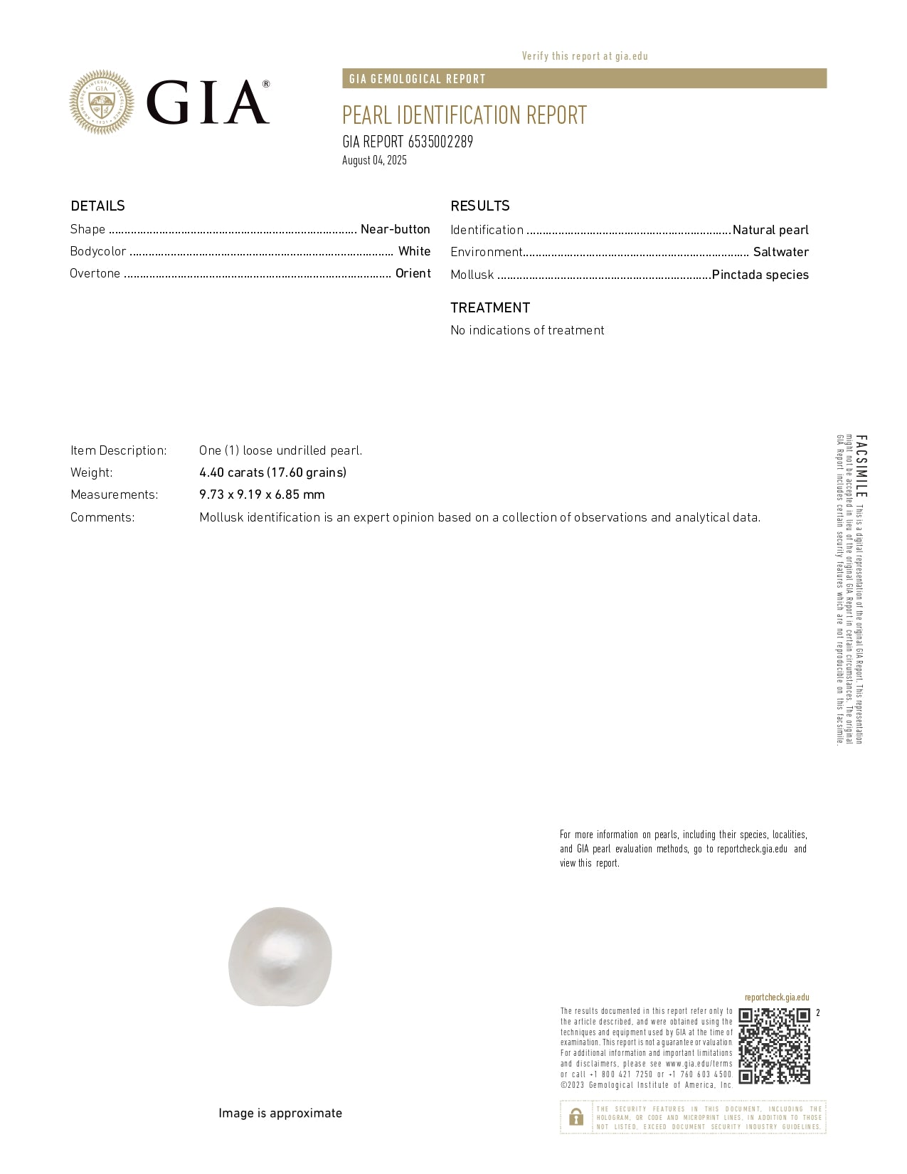 Natural Basra Pearl (Moti) 4.40 Carats