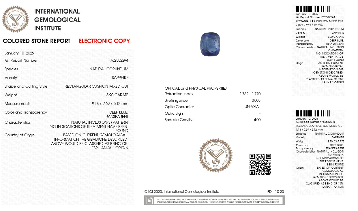 Natural Blue Sapphire (Neelam) 3.90 Carats