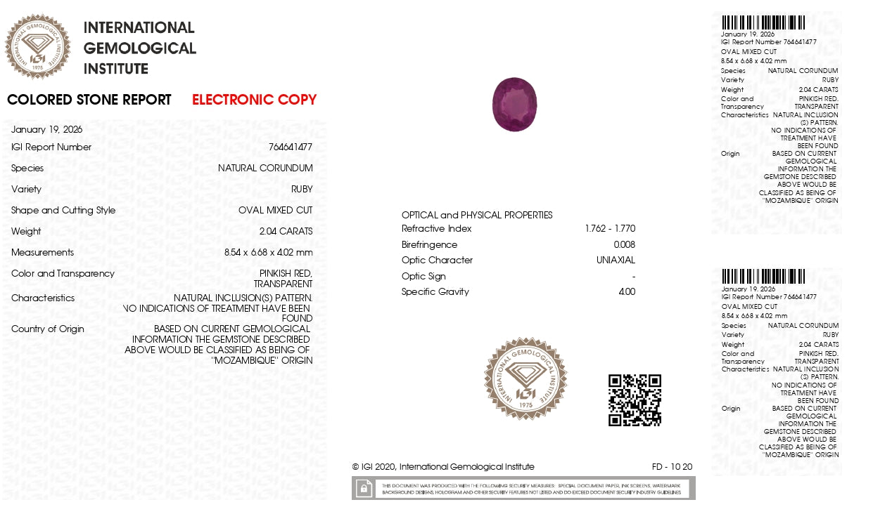Natural Mozambique Ruby (Manik) 2.04 Carats