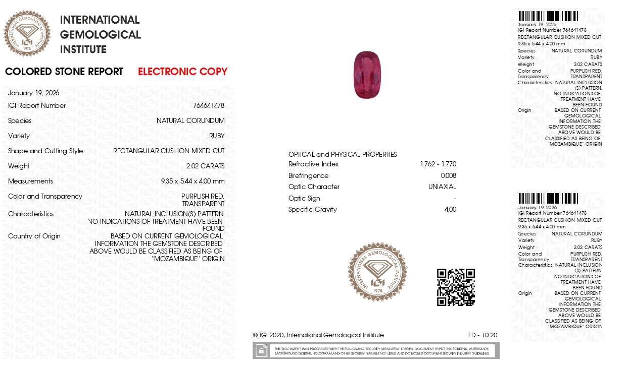 Natural Mozambique Ruby (Manik) 2.02 Carats