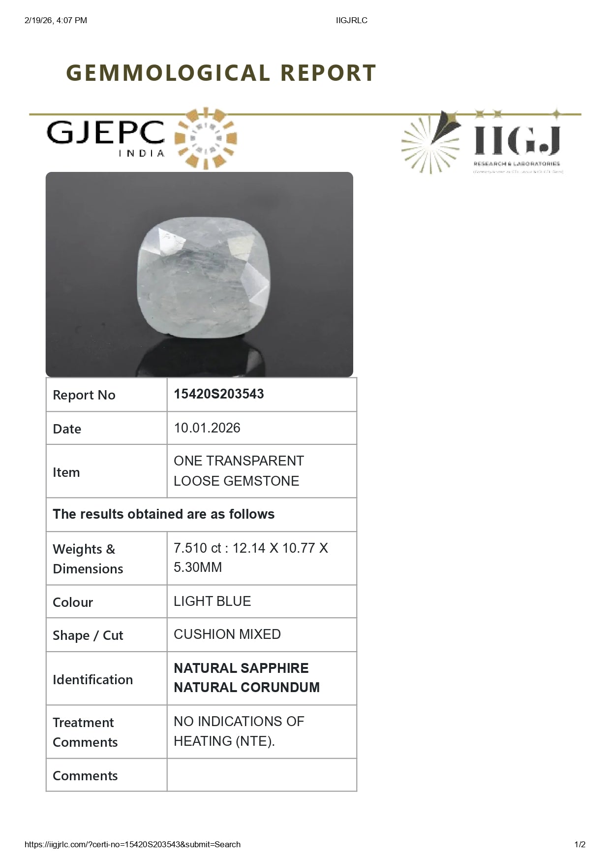 Natural Blue Sapphire (Neelam) 7.51 Carats