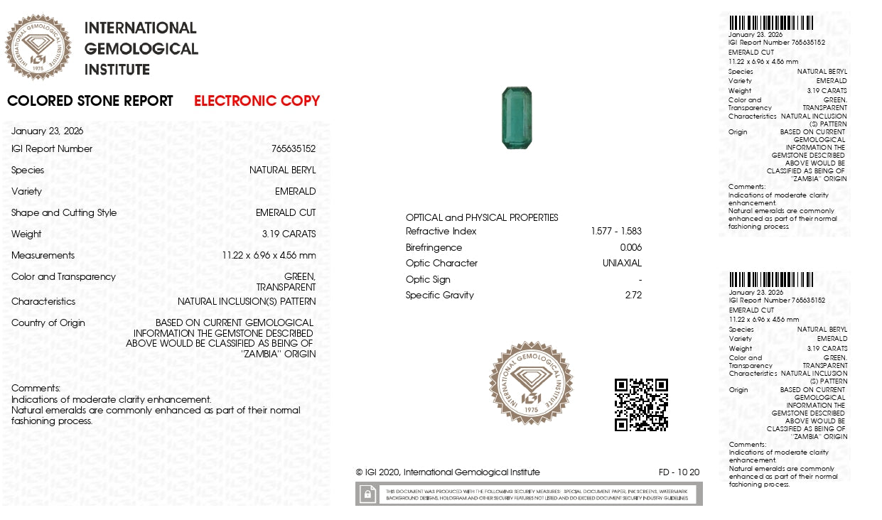 Natural Zambian Emerald (Panna) 3.19 Carats