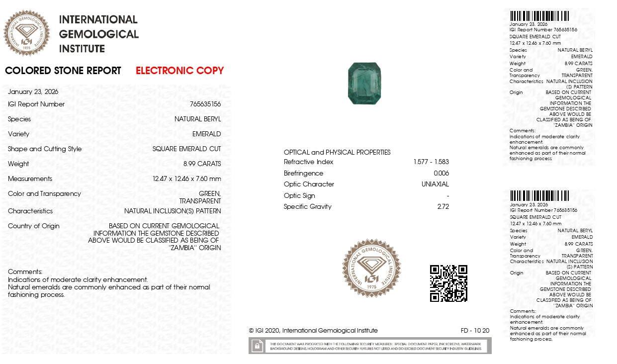 Natural Zambian Emerald (Panna) 8.99 Carats