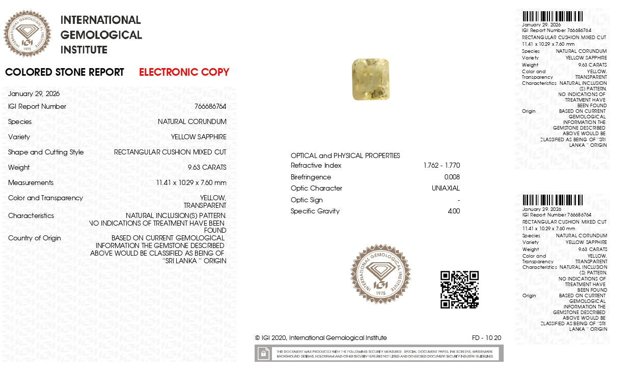 Natural Yellow Sapphire (Pukhraj) 9.63 Carats