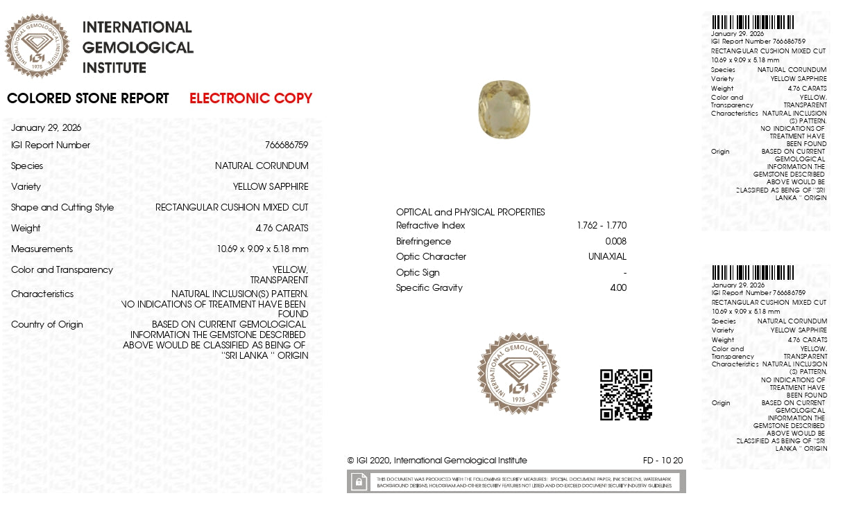 Natural Yellow Sapphire (Pukhraj) 4.76 Carats