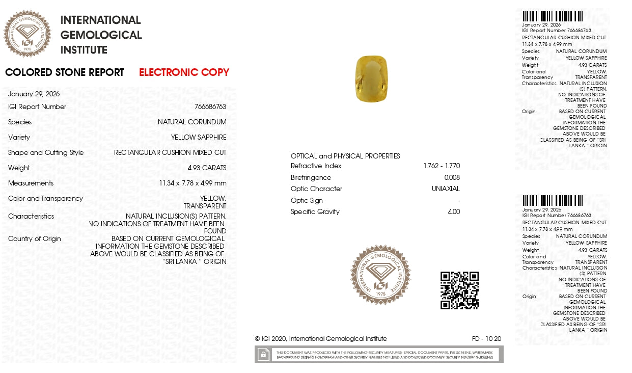 Natural Yellow Sapphire (Pukhraj) 4.93 Carats