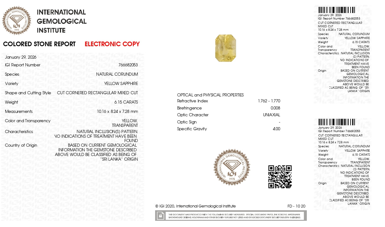 Natural Yellow Sapphire (Pukhraj) 6.15 Carats