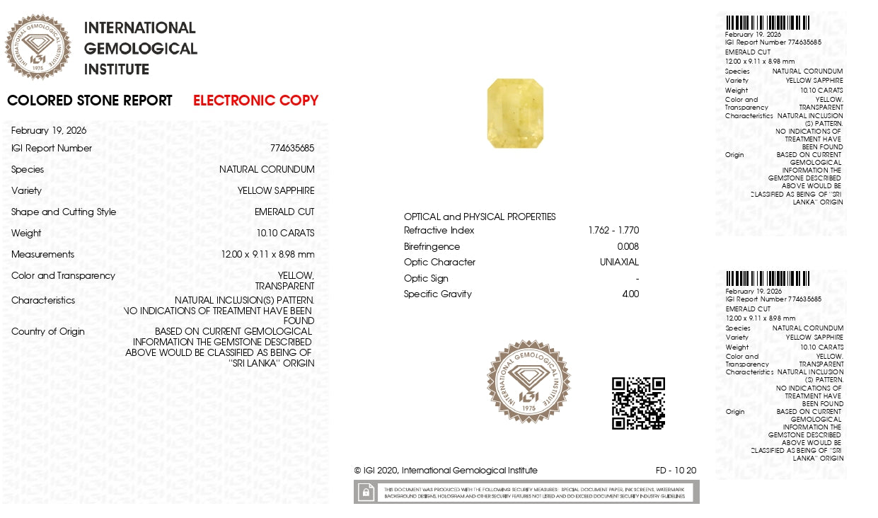 Natural Yellow Sapphire (Pukhraj) 10.10 Carats