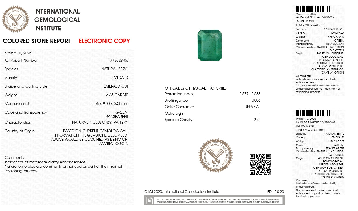 Natural Zambian Emerald (Panna) 4.45 Carats