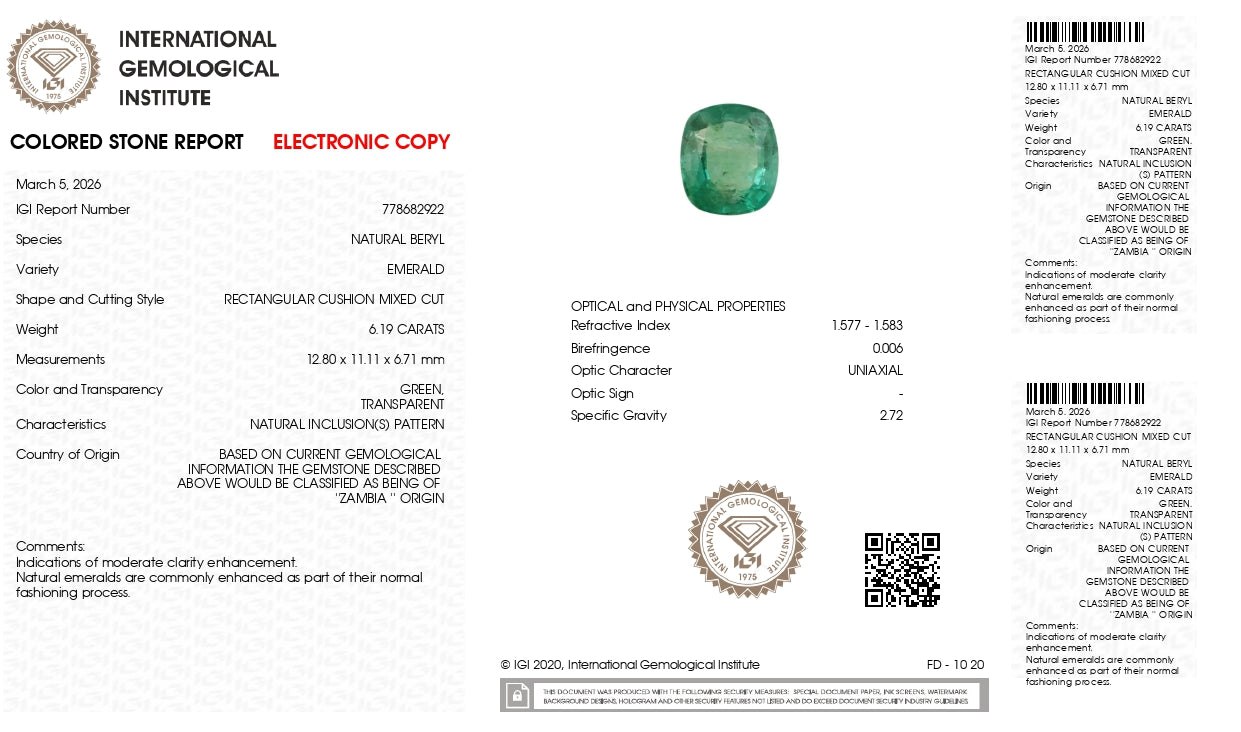 Natural Zambian Emerald (Panna) 6.19 Carats