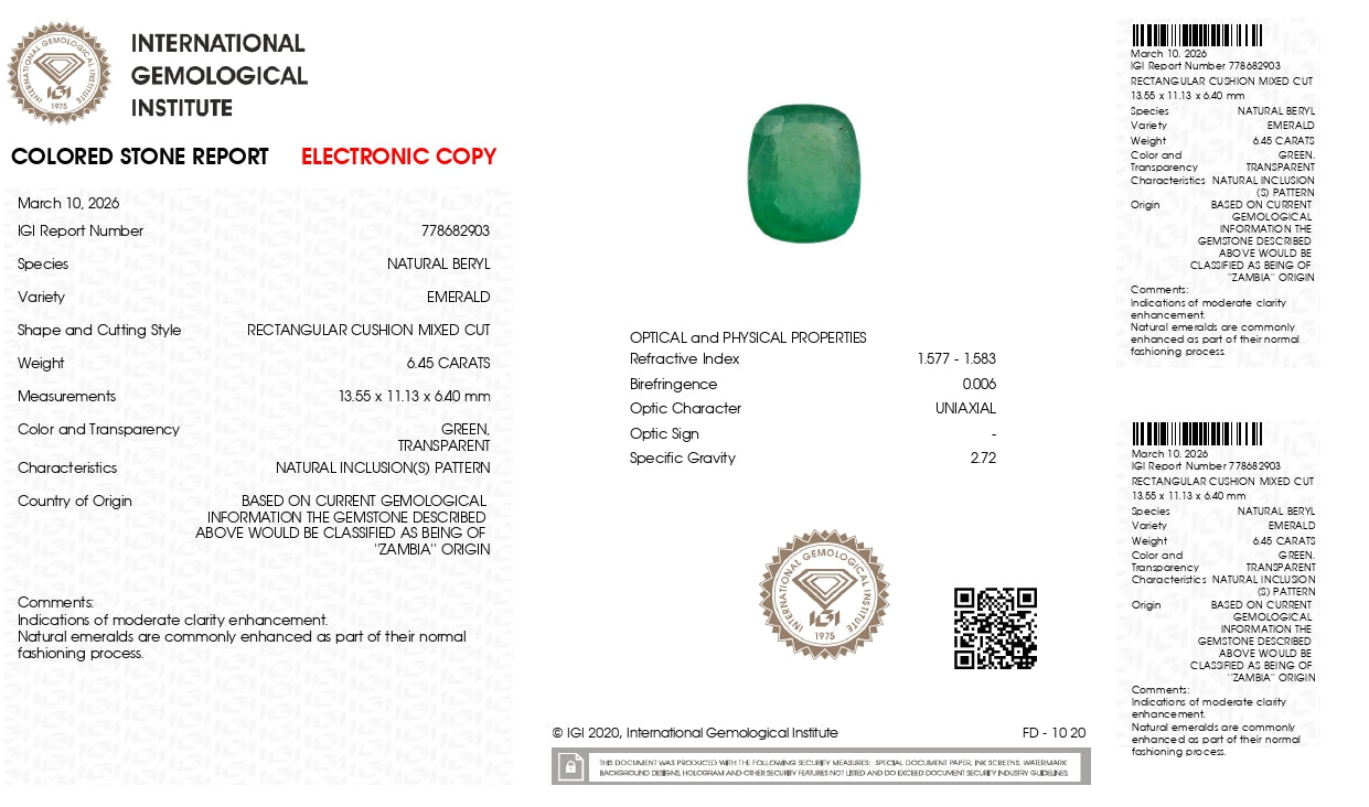 Natural Zambian Emerald (Panna) 6.45 Carats