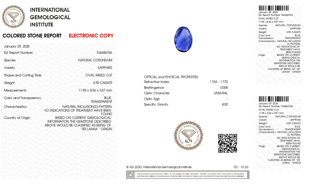 Natural Blue Sapphire (Neelam) 3.59 Carats