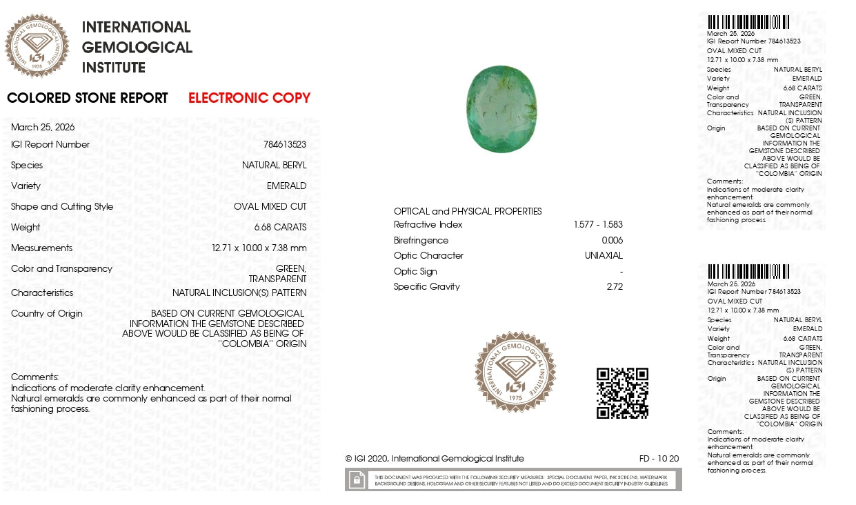 Natural Columbian Emerald (Panna) 6.68 Carats