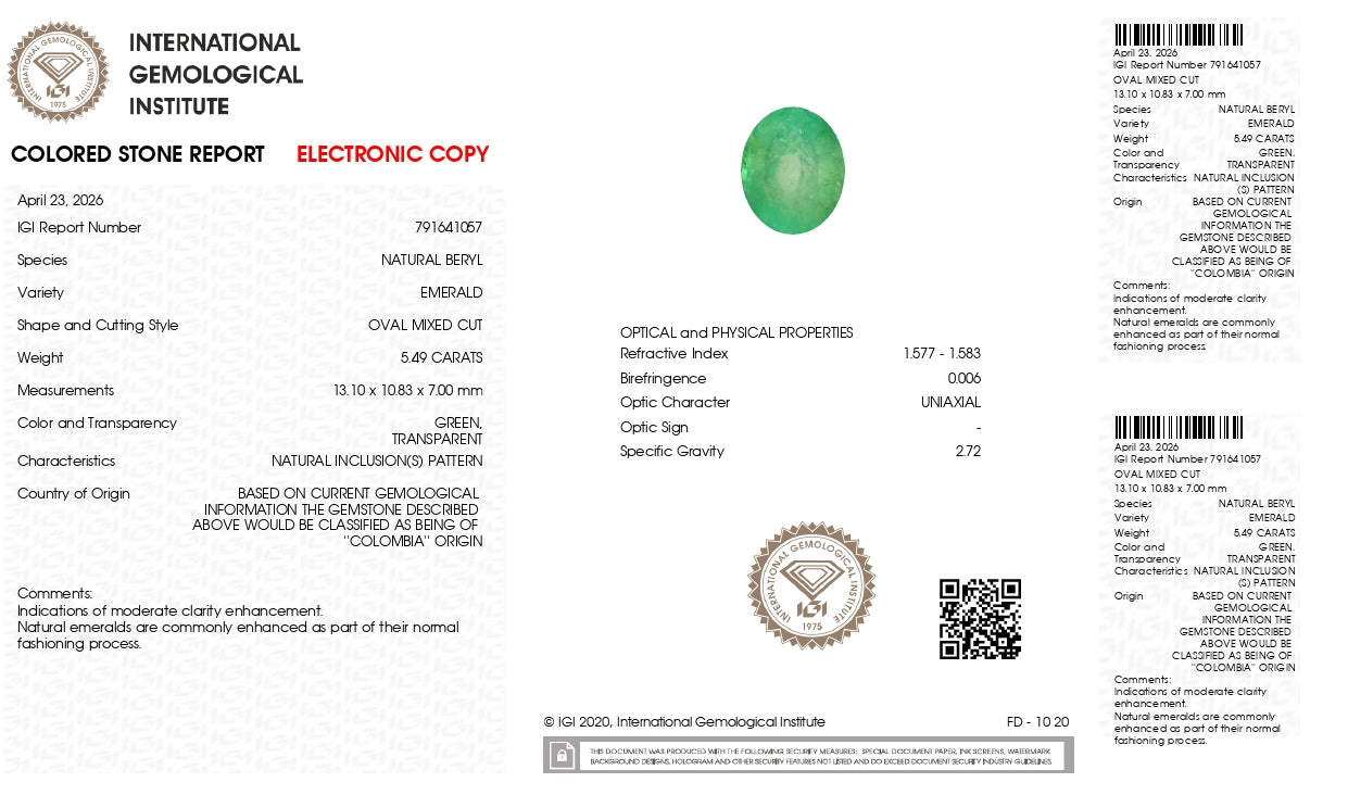 Natural Columbian Emerald (Panna) 5.49 Carats