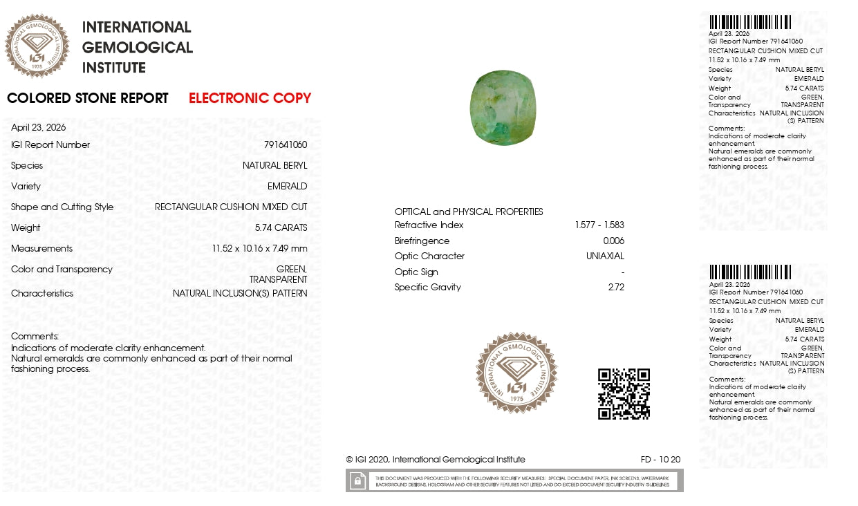 Natural Columbian Emerald (Panna) 5.74 Carats