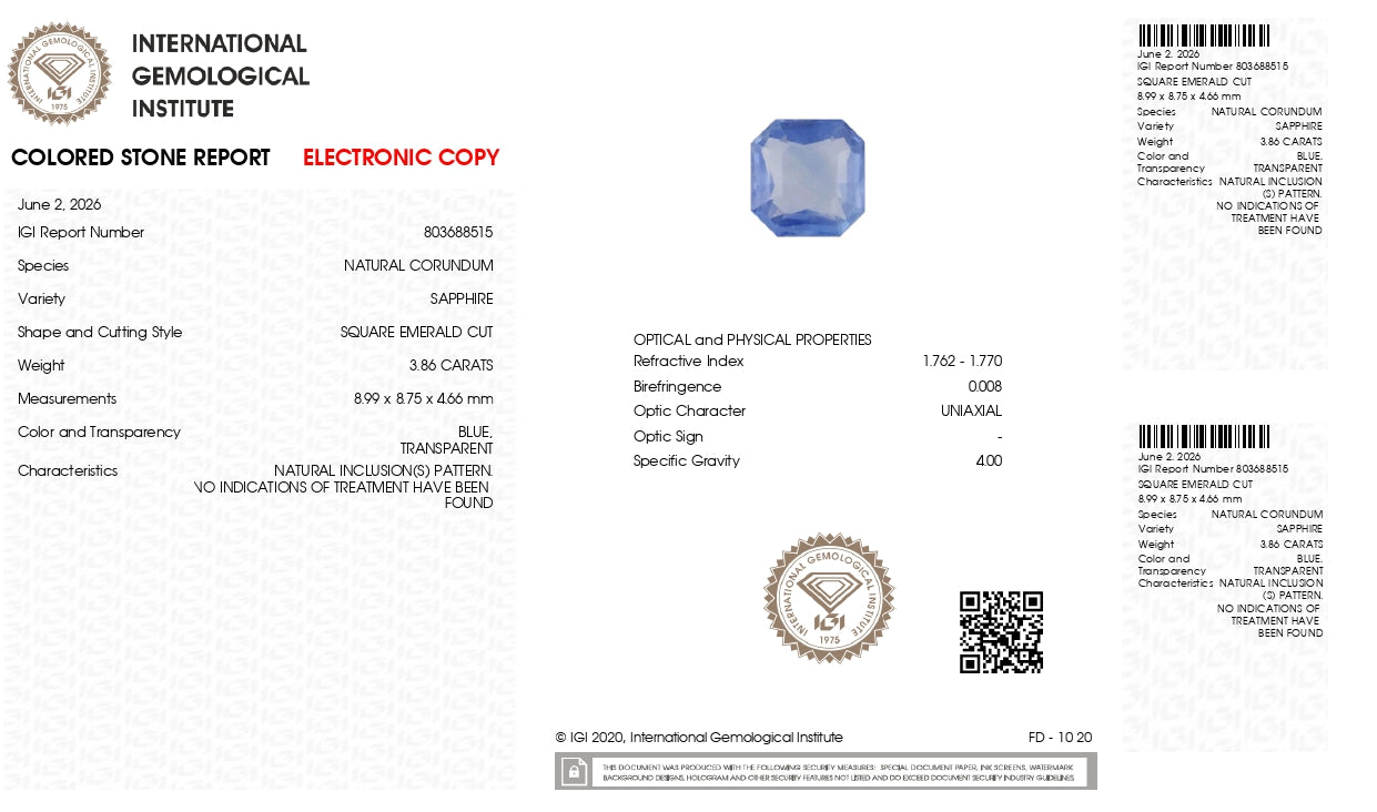 Natural Blue Sapphire (Neelam) 3.86 Carats