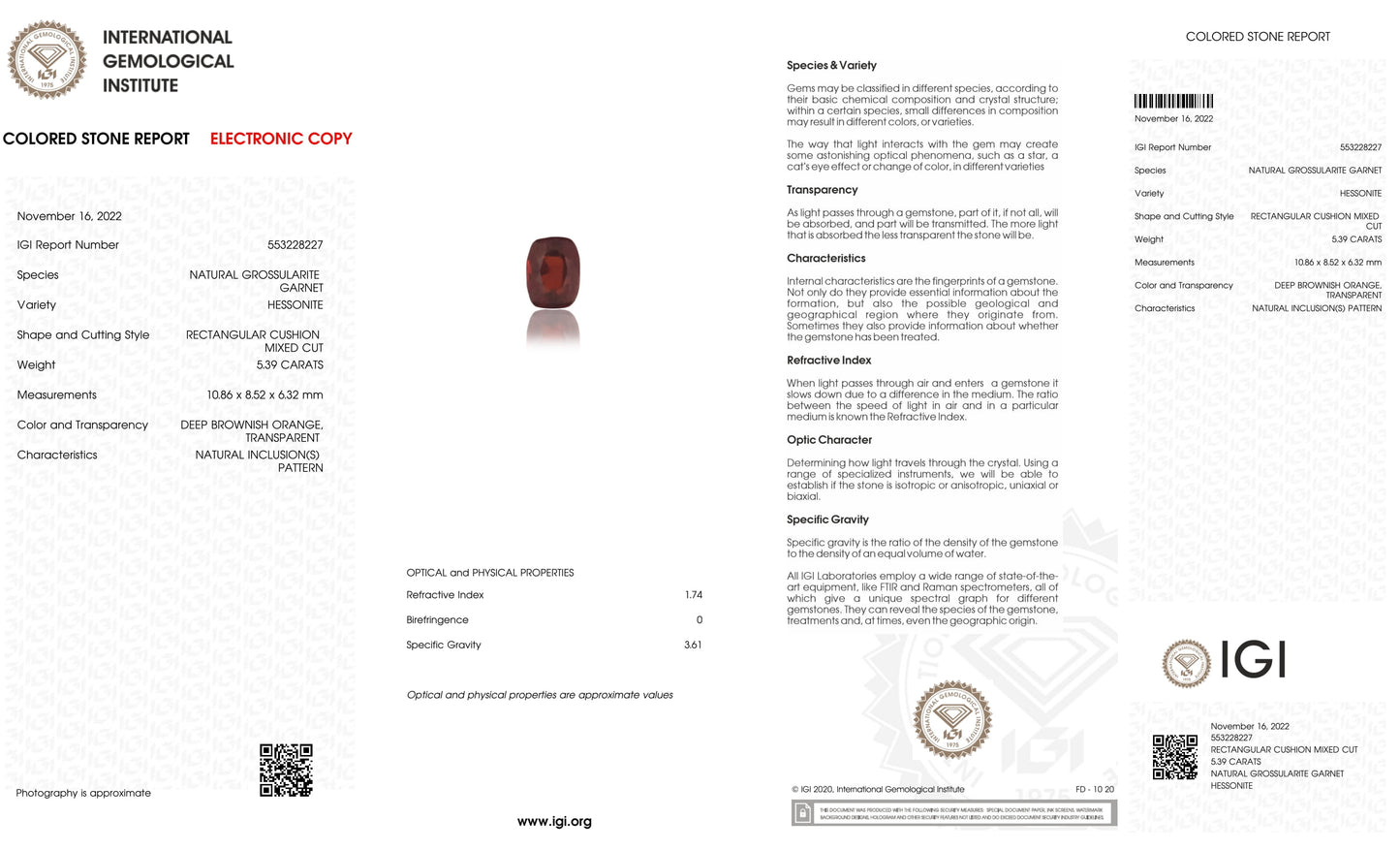 Natural Hessonite (Gomed) 5.39 Carats
