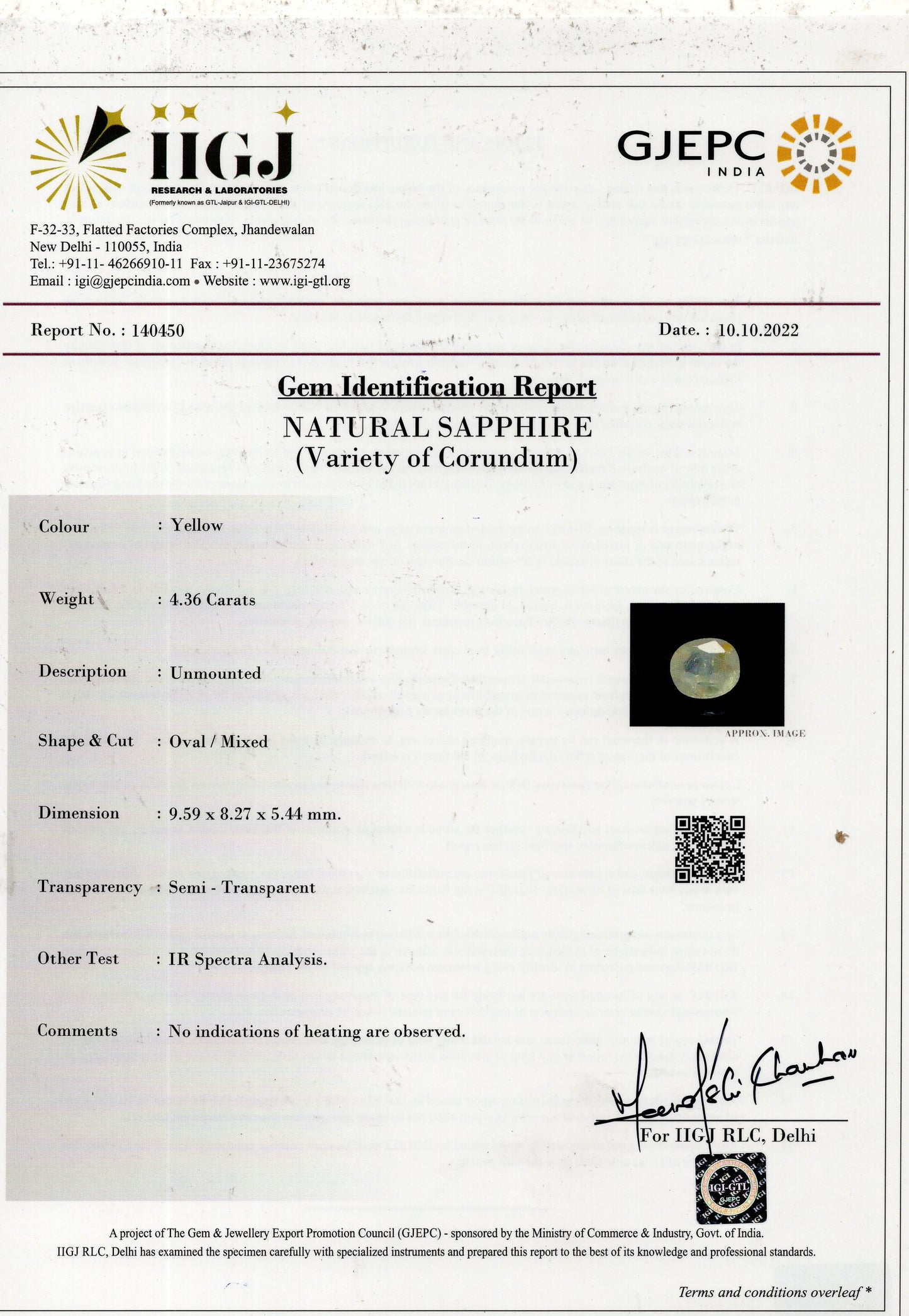Natural Yellow Sapphire (Pukhraj) 4.36 Carats