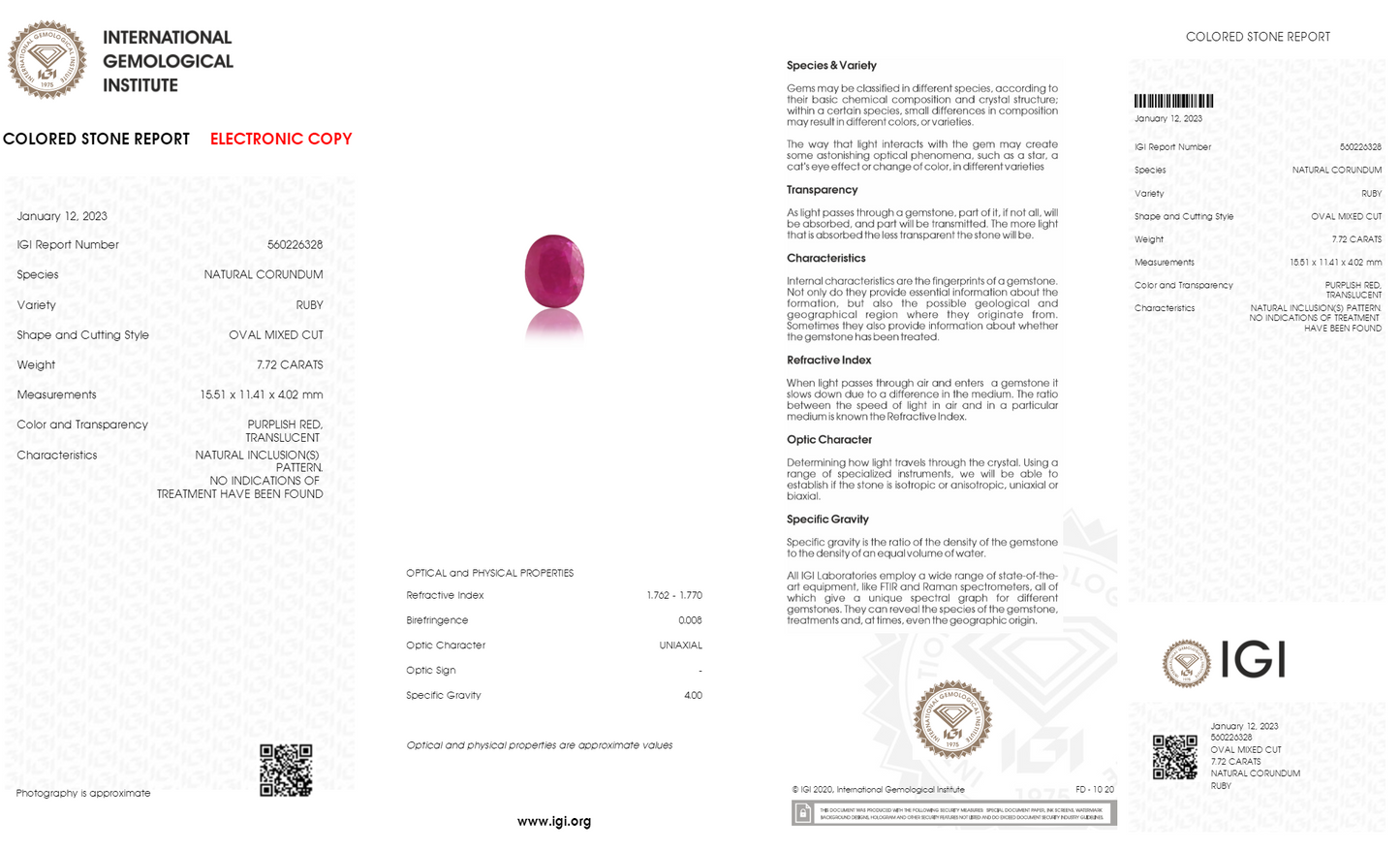 Burmese Ruby (Manik) 7.72 Carats