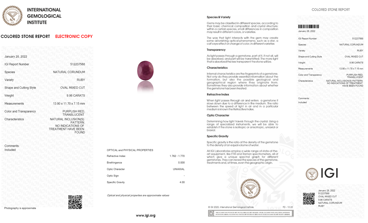 Natural African Ruby (Manik) 9.96 Carats