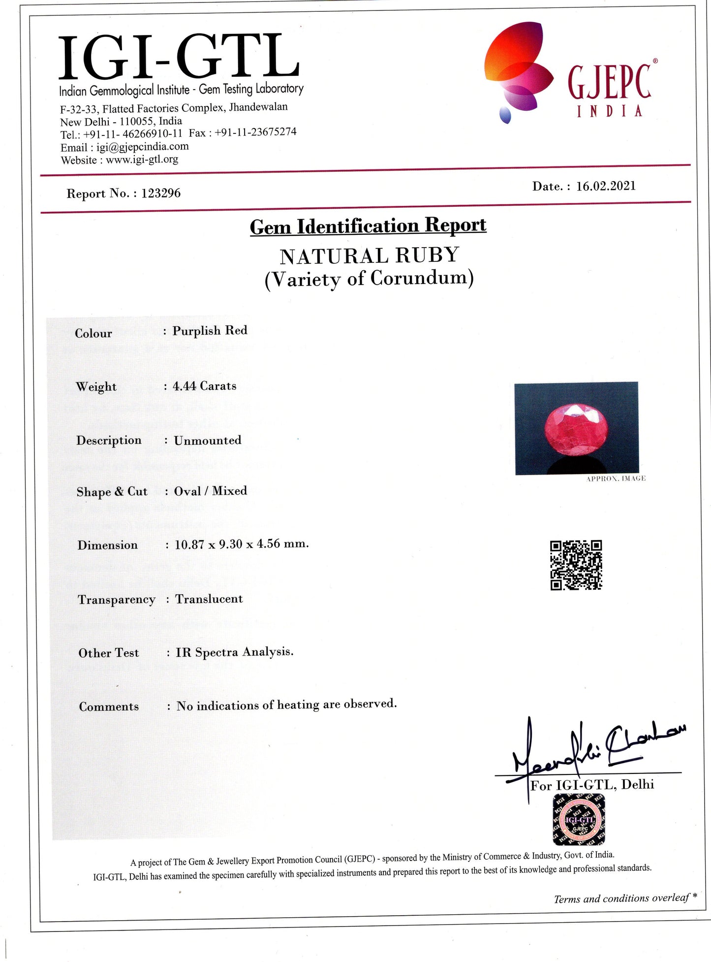 Burmese Ruby (Manik) 4.44 Carats