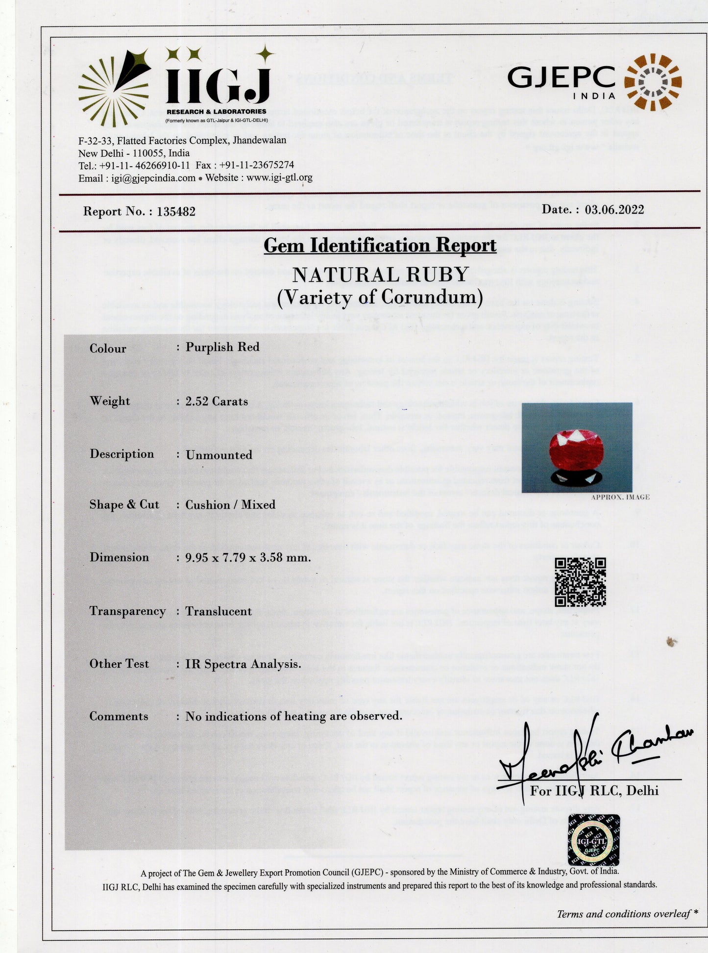 Natural Mozambique Ruby (Manik) 2.52 Carats