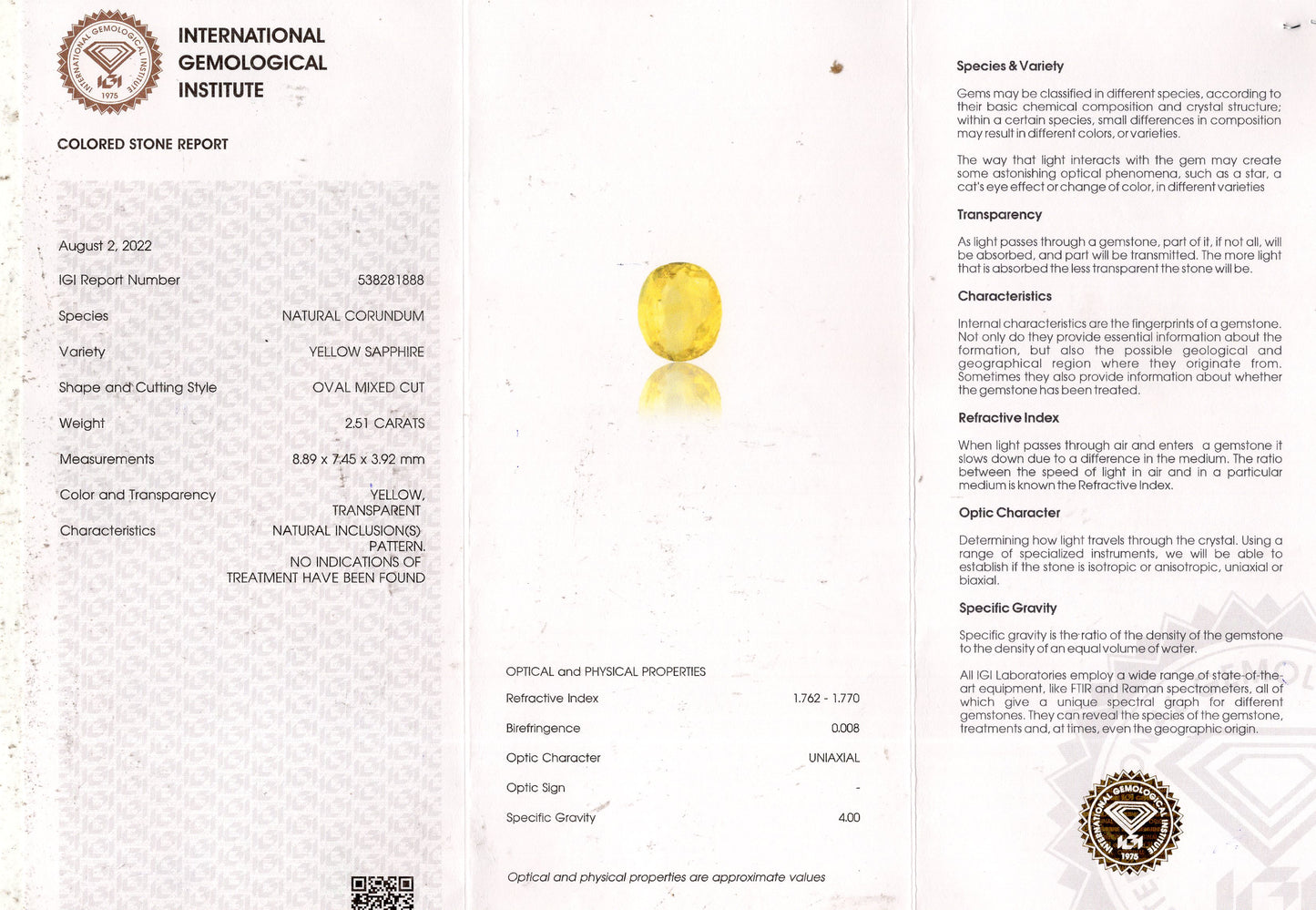 Natural Yellow Sapphire (Pukhraj) 2.51 Carats