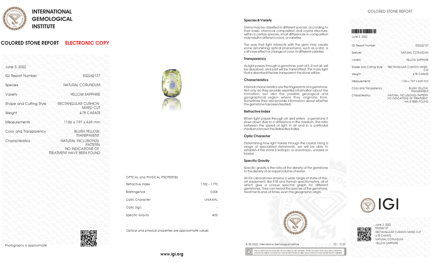 Natural Pitambari 4.78 Carats