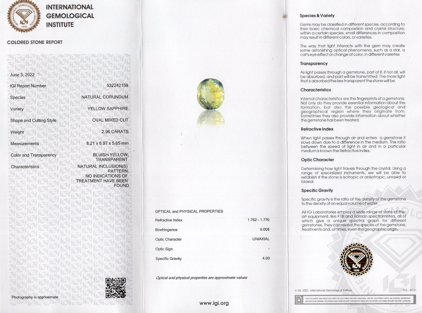 Natural Pitambari 2.96 Carats