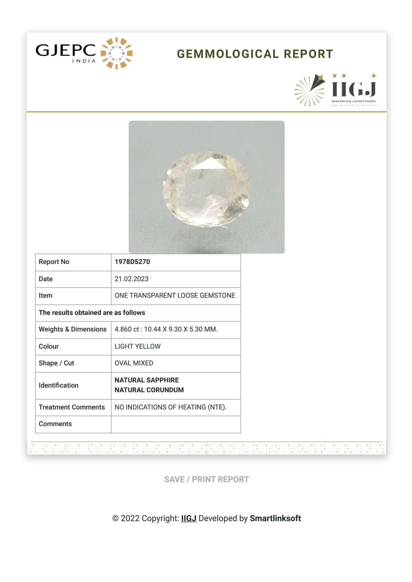 Natural White Sapphire 4.86 Carats