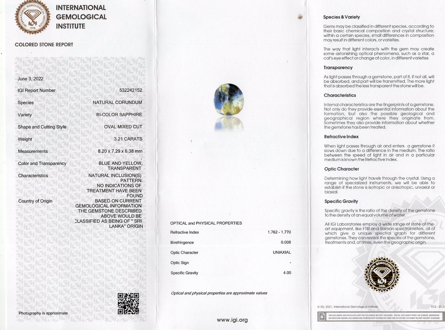 Natural Pitambari 3.21 Carats