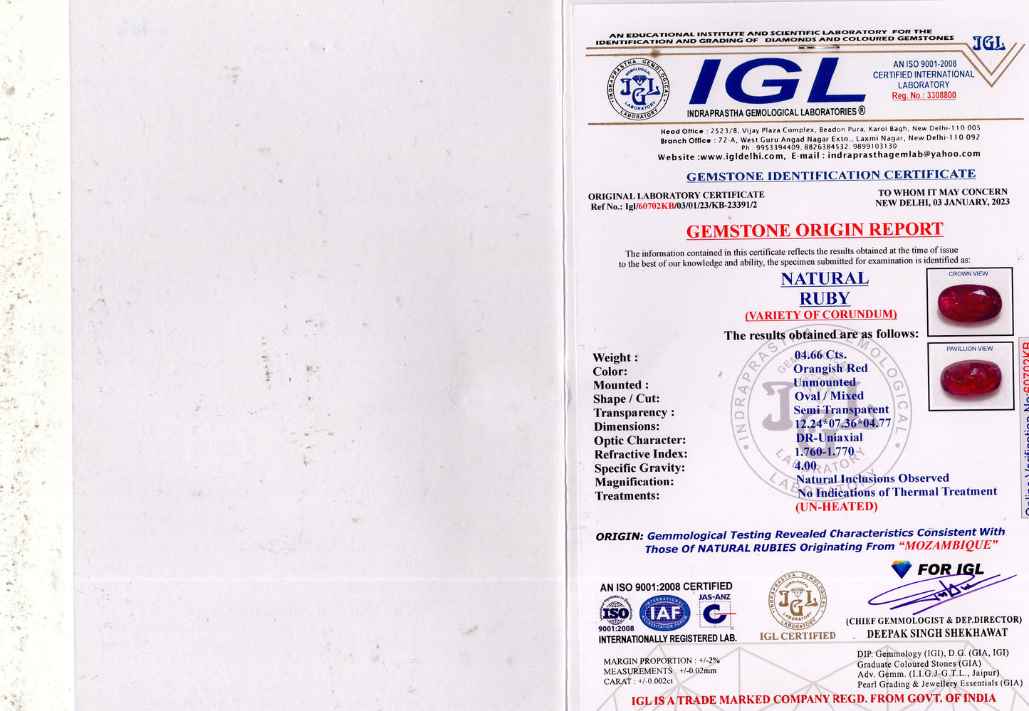 Natural Ruby (Manik) 4.66 Carats