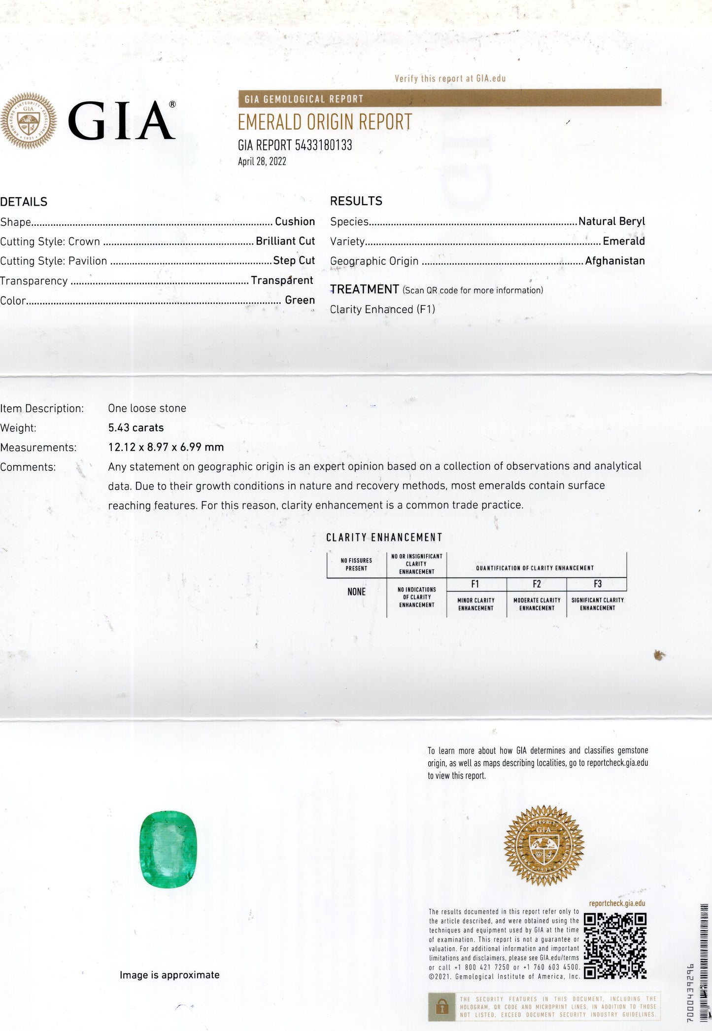 Afganistan Emerald (Panna) 5.43 Carats