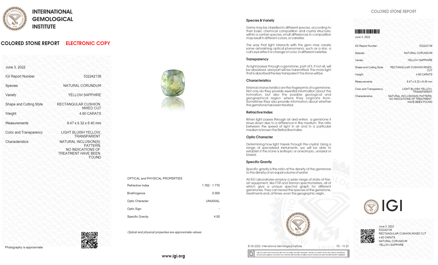 Natural Pitambari 4.60 Carats