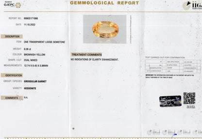 Natural Hessonite (Gomed) 6.06  Carats