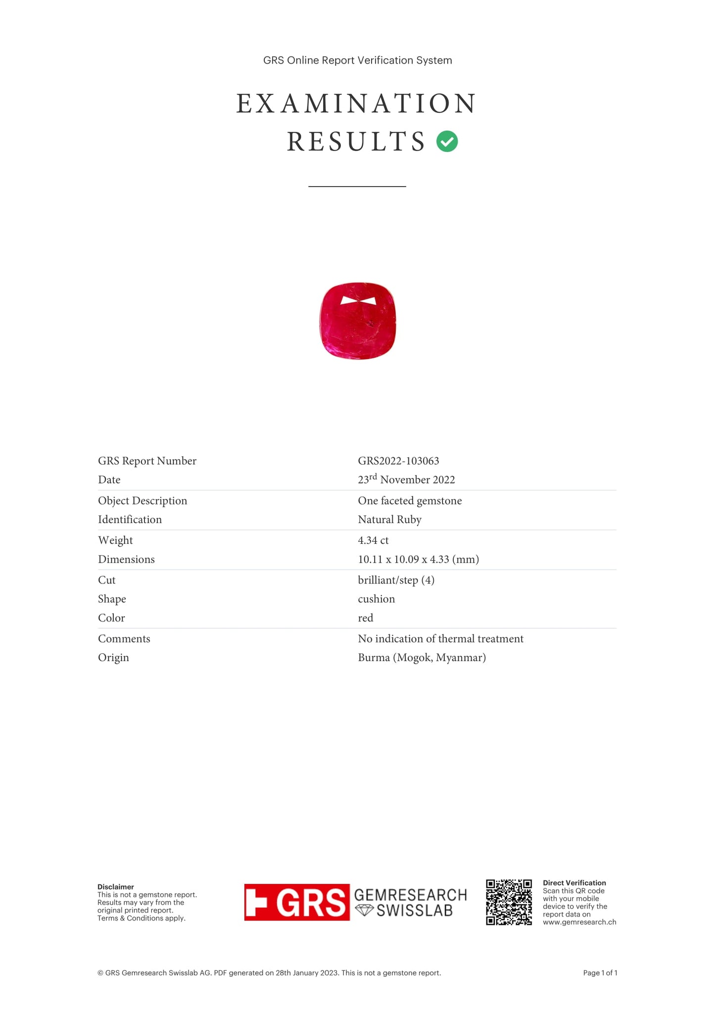 Burmese Ruby (Manik) 4.34 Carats