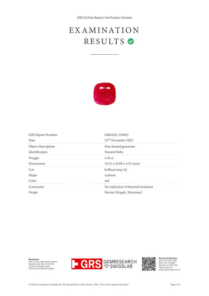 Burmese Ruby (Manik) 4.34 Carats