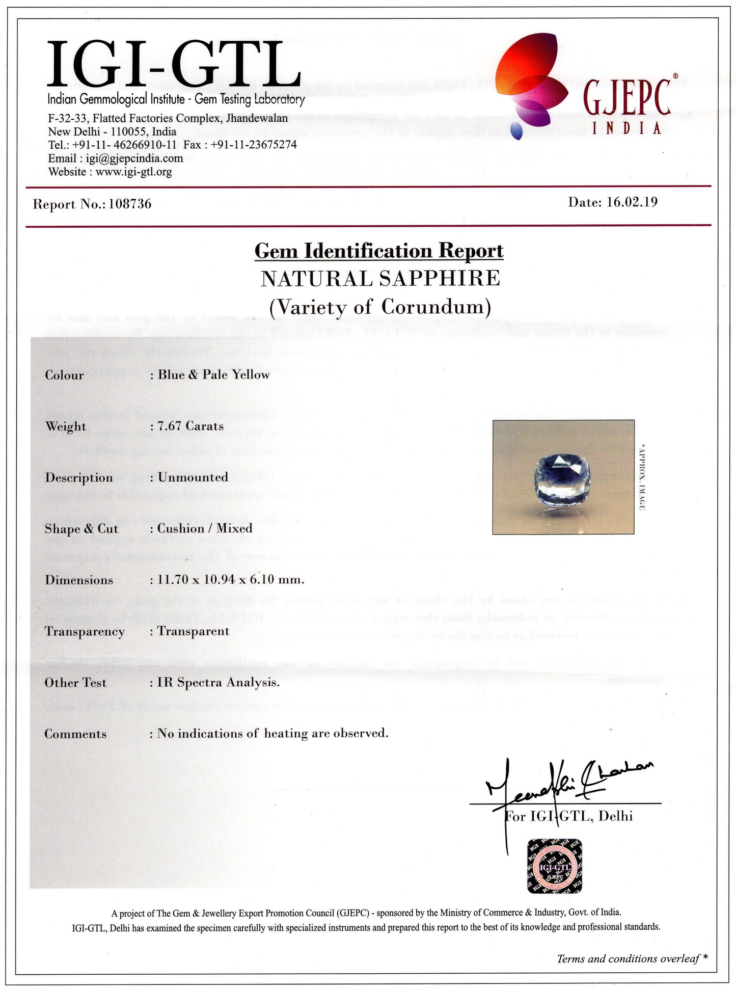 Natural Pitambari 7.67 Carats