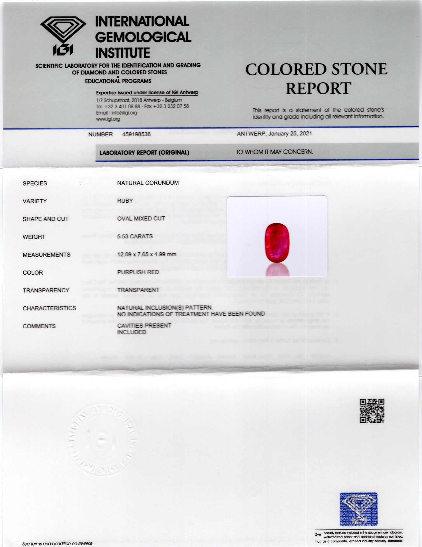 Burmese Ruby (Manik) 5.53 Carats