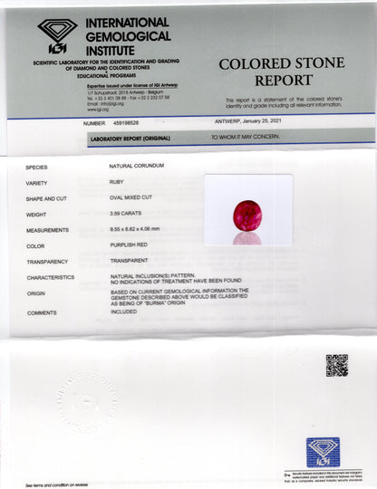 Burmese Ruby (Manik) 3.59 Carats