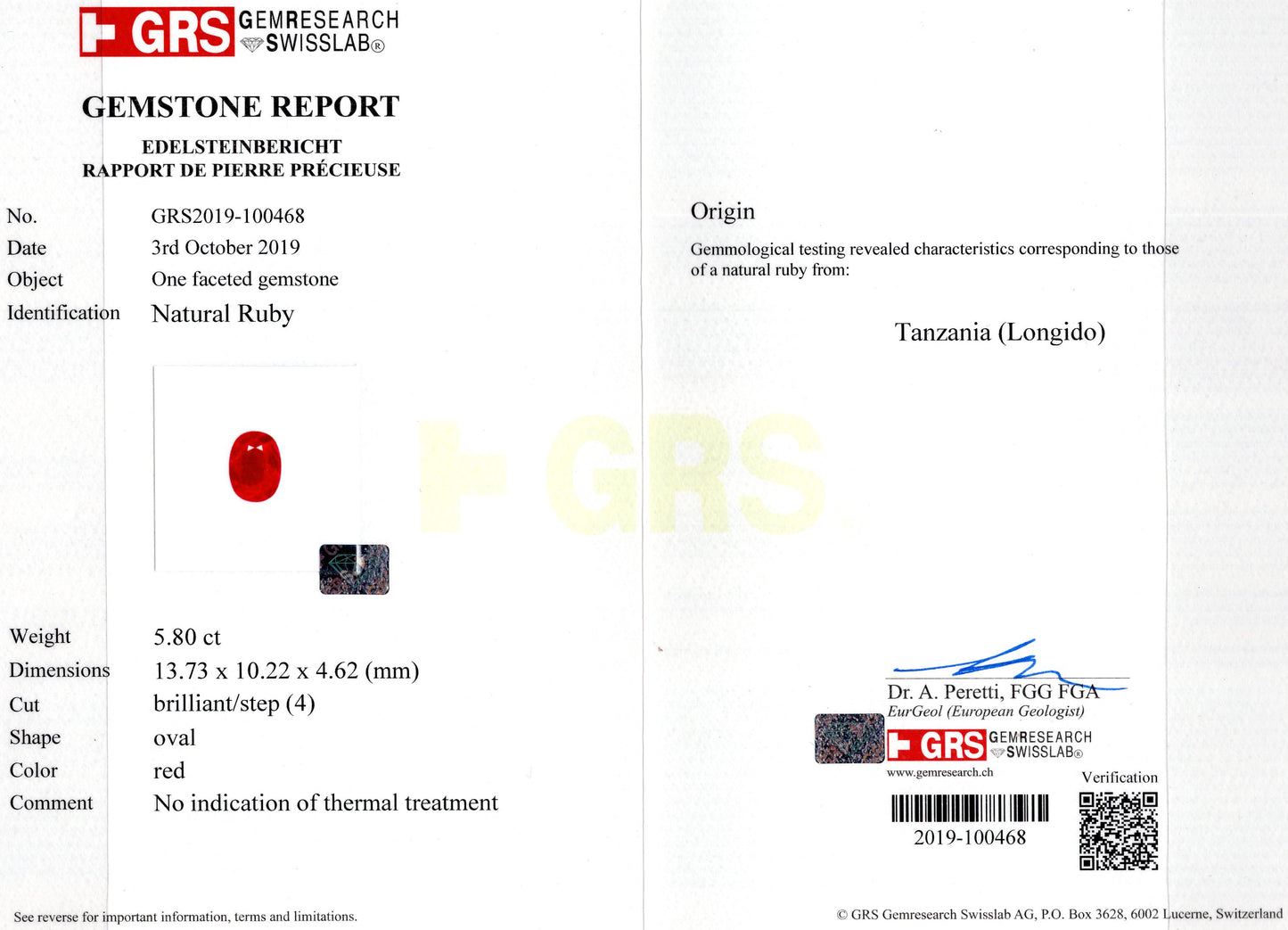 Natural Ruby (Manik) 5.80 Carats