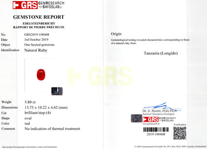 Natural Ruby (Manik) 5.80 Carats