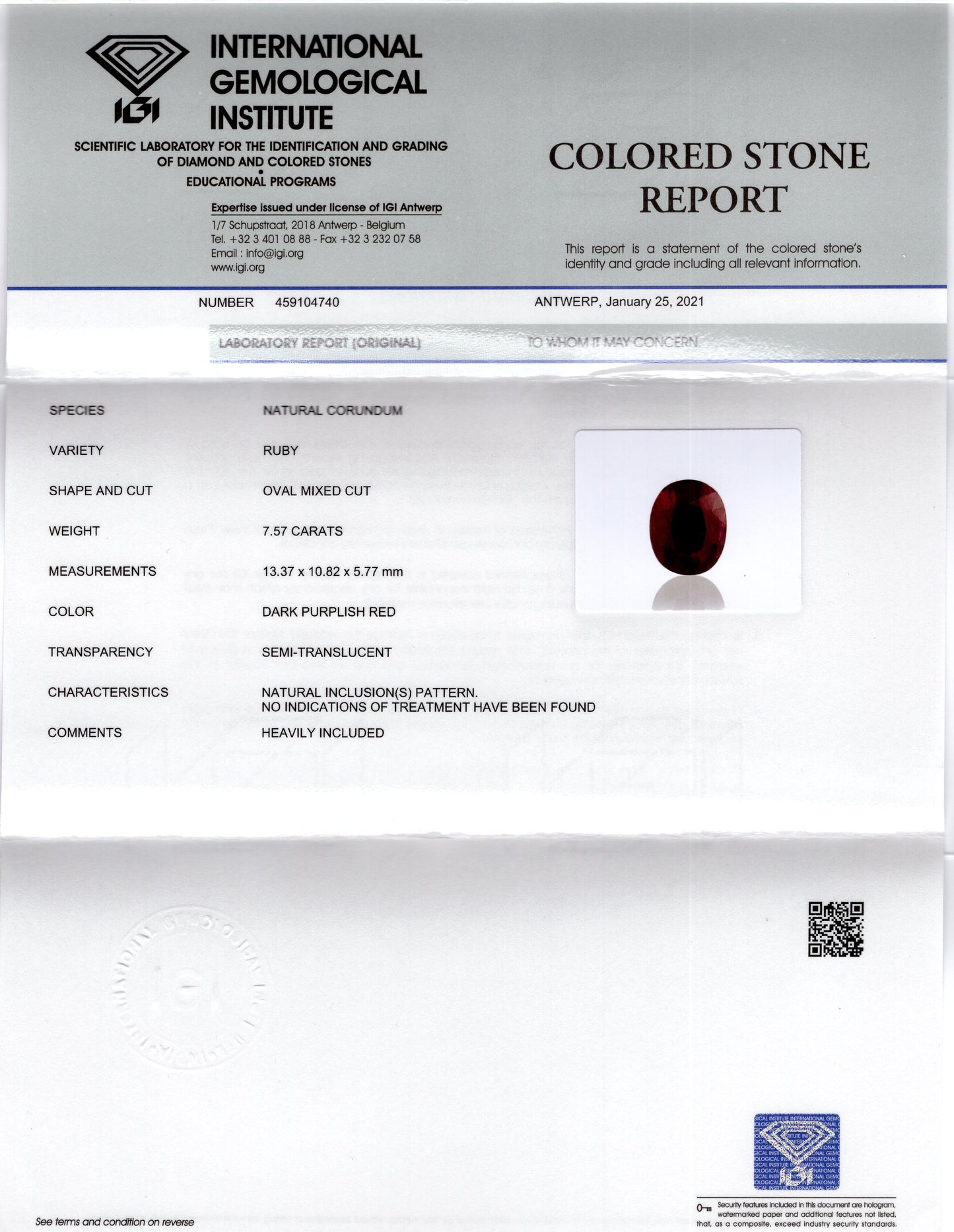 Natural Mozambique Ruby (Manik) 7.57 Carats