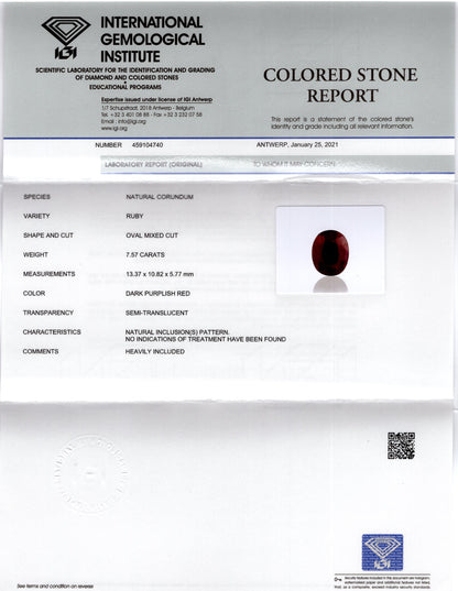 Natural Mozambique Ruby (Manik) 7.57 Carats