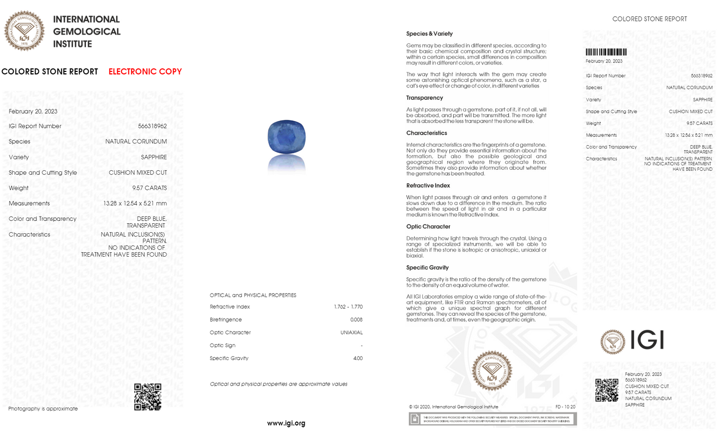 NATURAL BLUE SAPPHIRE (NEELAM) 9.57 CARATS