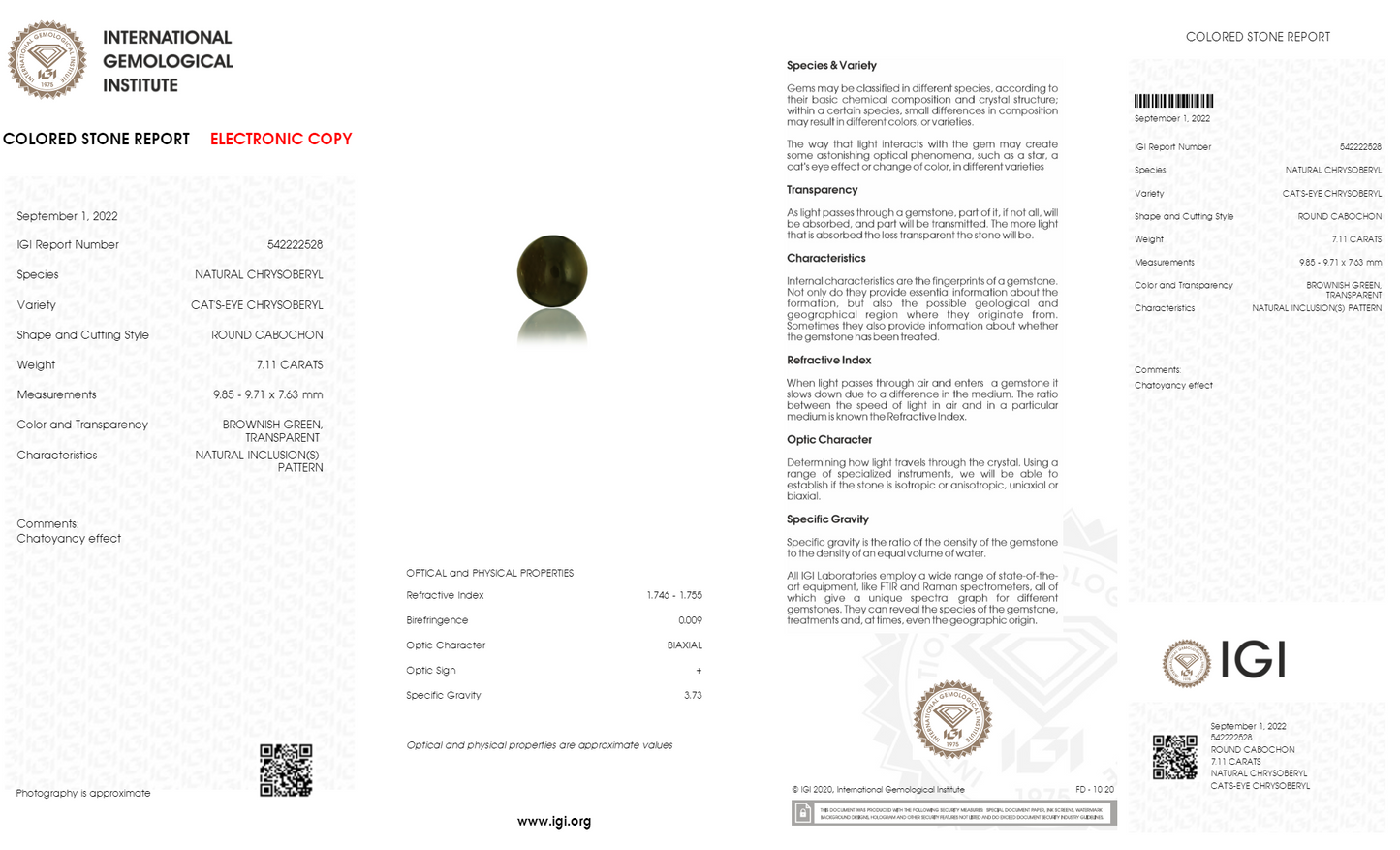 Natural Cat'S Eye (Lehsuniya) 7.11 Carats