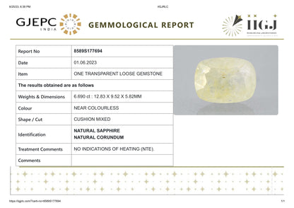 Natural White Sapphire 6.69 Carats