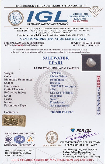 Keshi Pearl (Moti) 5.20 Carats
