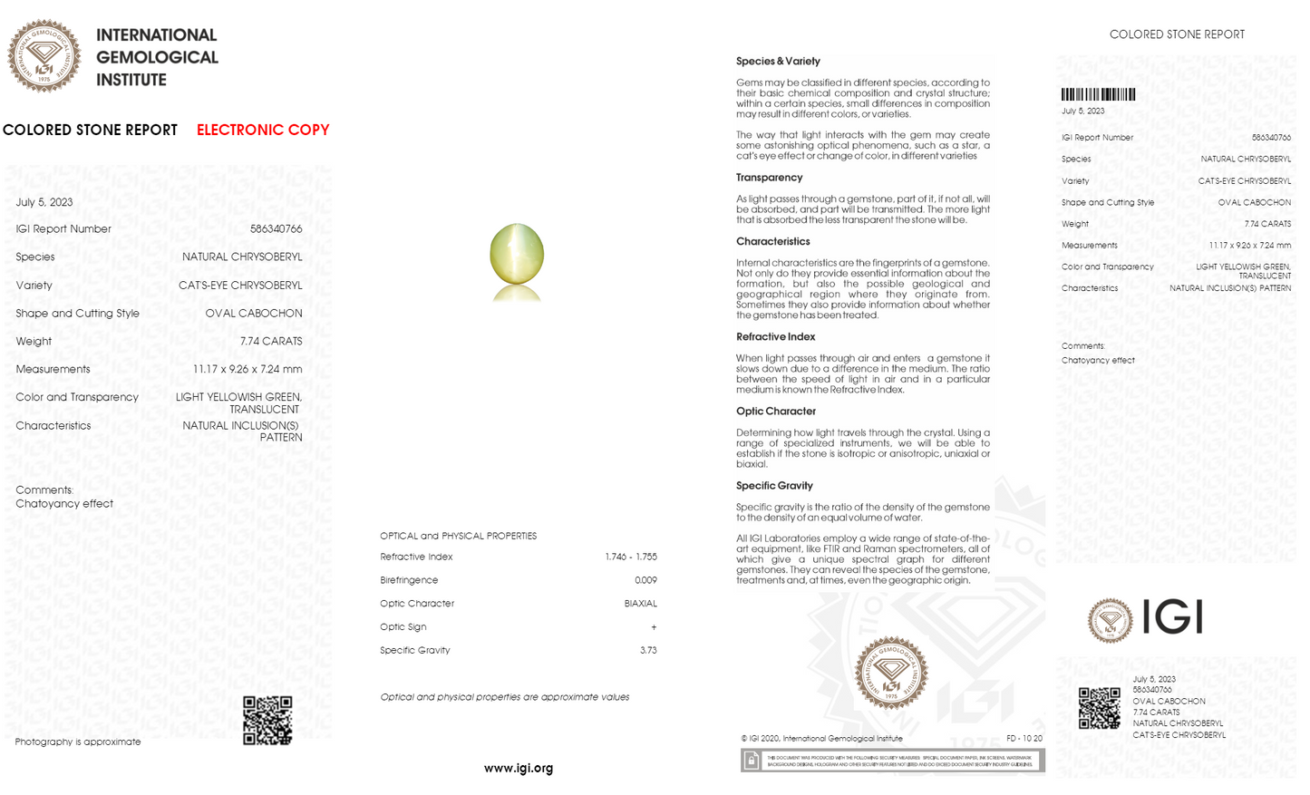 Natural Cat'S Eye (Lehsuniya) 7.74 Carats